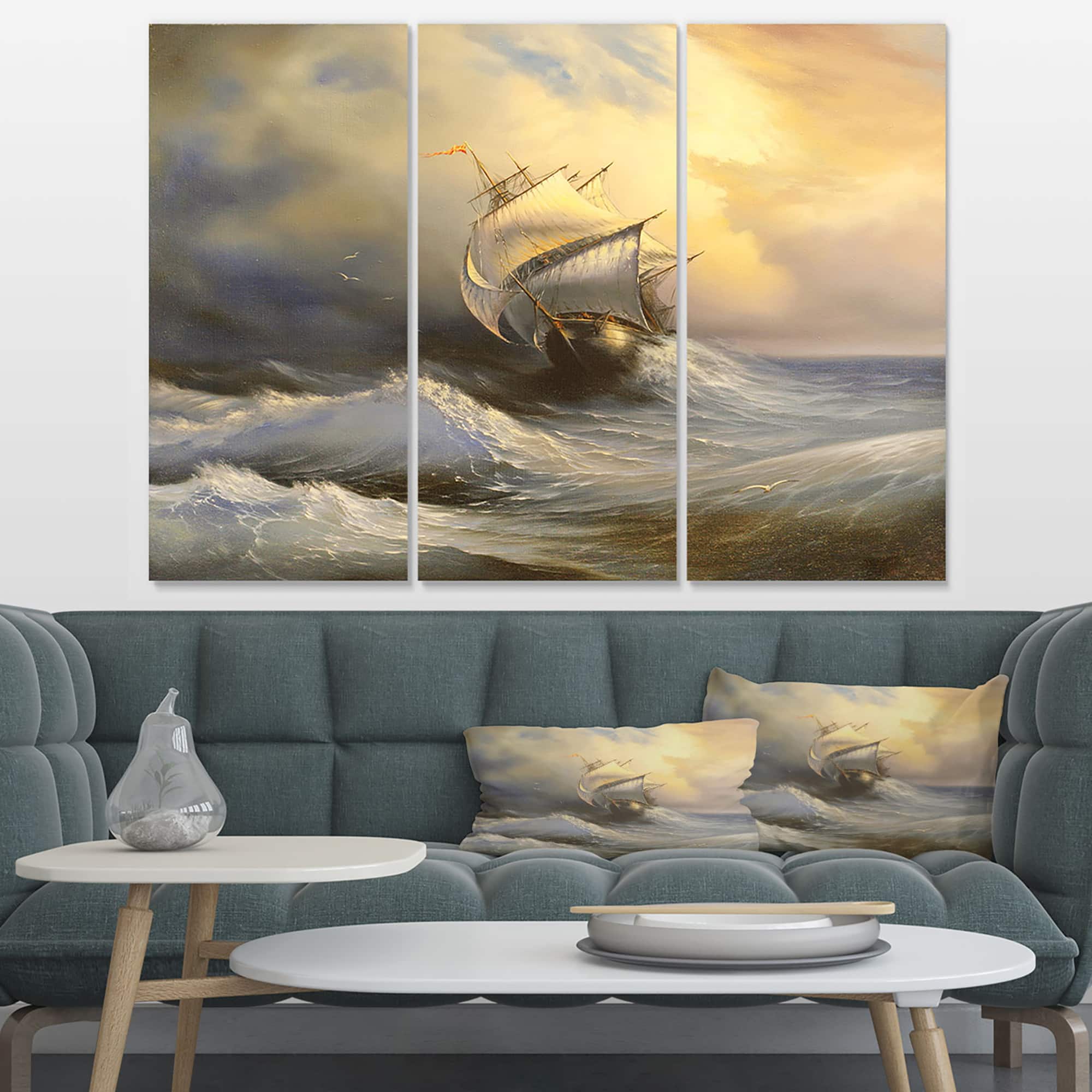 Designart - Vessel in Stormy Sea